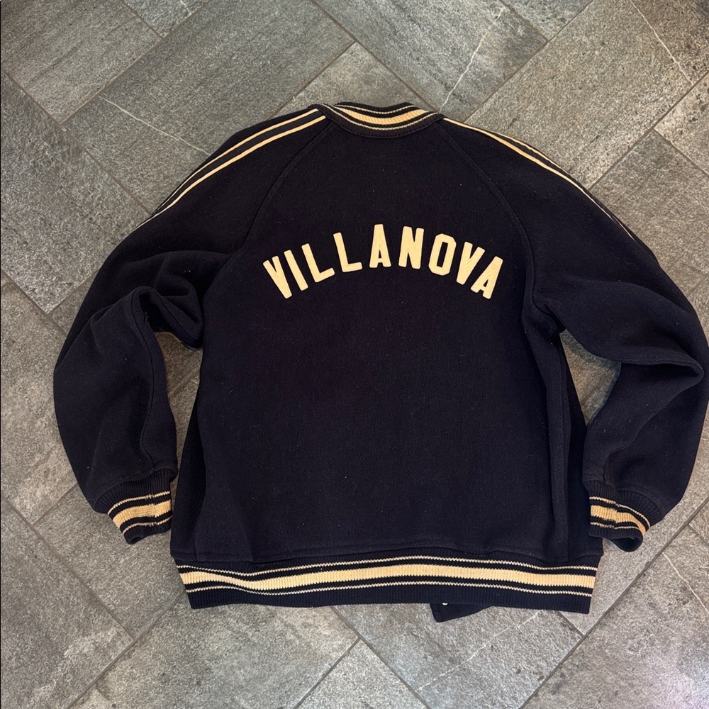 Vintage Villanova Black Varsity Jacket with Cream Accents wool size 42 men’s M/L - Picture 2 of 4